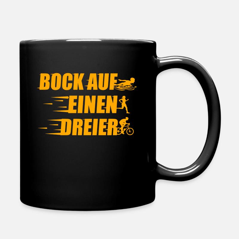 Bock auf einen Dreier - Lustiges Triathlon - Tasse einfarbig - Schwarz