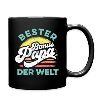 Bester Bonus Papa der Welt Vintage Stiefvater - Tasse einfarbig - Schwarz - Rechts