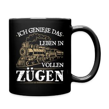 Ich Genieße Das Leben In Vollen Zügen Eisenbahn - Tasse einfarbig - Schwarz - Rechts