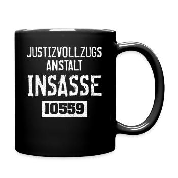 Knast Insasse, Karneval Verkleidung Geschenkidee - Tasse einfarbig - Schwarz - Rechts