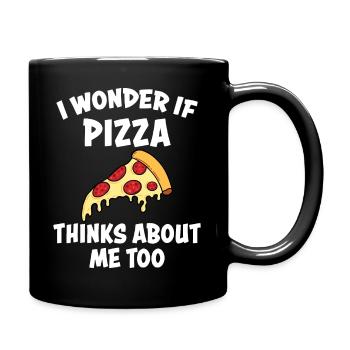 Pizza Morceau de pizza Drôle de rengaine Fast Food Cadeau - Mug uni - noir - Droite