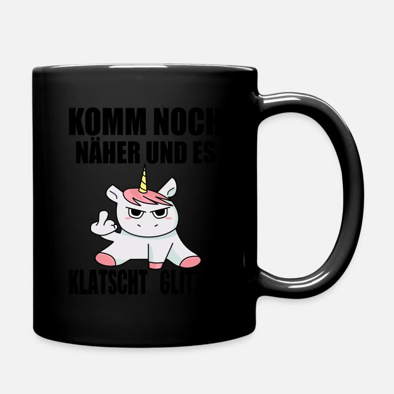 Einhorn es klatscht Glitzer Stinkefinger - Tasse einfarbig - Schwarz