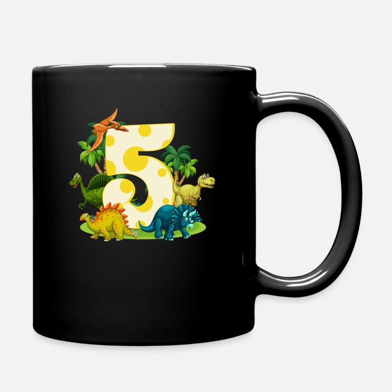 5 5. Geburtstag Kinder Dino Dinosaurier Geschenk - Tasse einfarbig - Schwarz