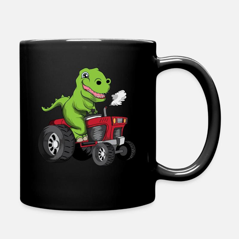 Alte junge Dino Dinosaurier Traktor Trecker T Rex - Tasse einfarbig - Schwarz