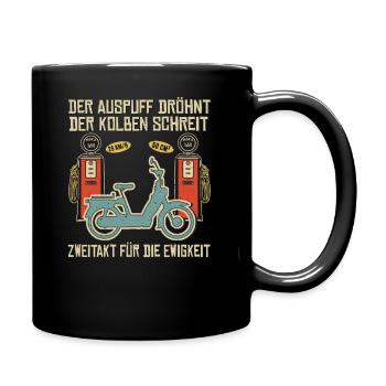 Mofa Mopedfahrer Mofaroller Moped Zweitakt Mofa - Tasse einfarbig - Schwarz - Rechts