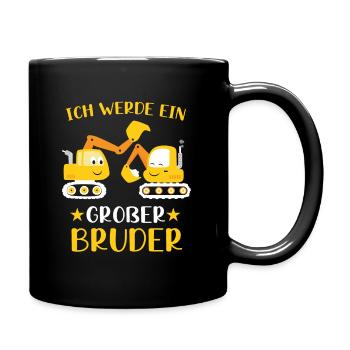 Großer Bruder 2022 Bagger - Tasse einfarbig - Schwarz - Rechts