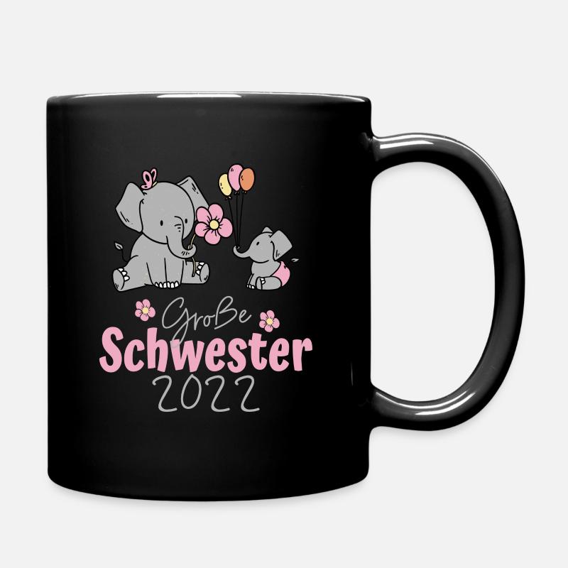 Große Schwester 2022 Elefanten - Tasse einfarbig - Schwarz