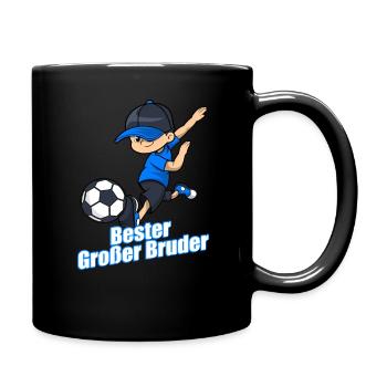 Bester großer Bruder Geschenk Geburt Fußball Junge - Tasse einfarbig - Schwarz - Rechts