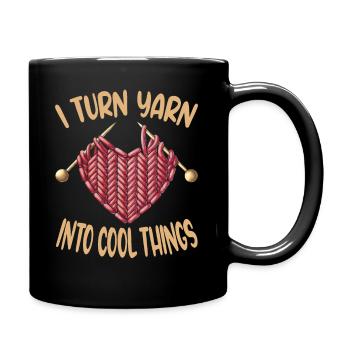 Häkeln Handarbeit Stricken Hobby Wolle Geschenk - Tasse einfarbig - Schwarz - Rechts