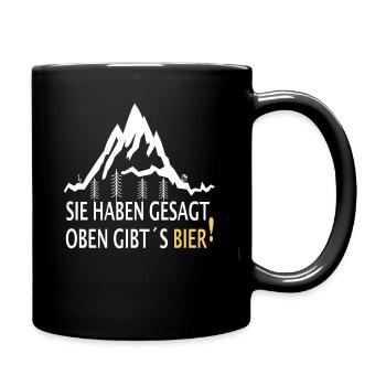 Outdoor Trekking Berg Wandern Bier Spruch - Tasse einfarbig - Schwarz - Rechts