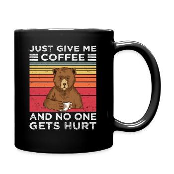 Kaffee Lustiger Bär Vintage Kaffeespruch - Tasse einfarbig - Schwarz - Rechts