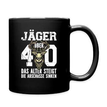 Jäger über 40 - Lustiges 40erDesign für Waidmänner - Tasse einfarbig - Schwarz - Rechts