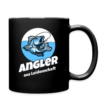 Angler aus Leidenschaft angeln Papa Angelrute - Tasse einfarbig - Schwarz - Rechts