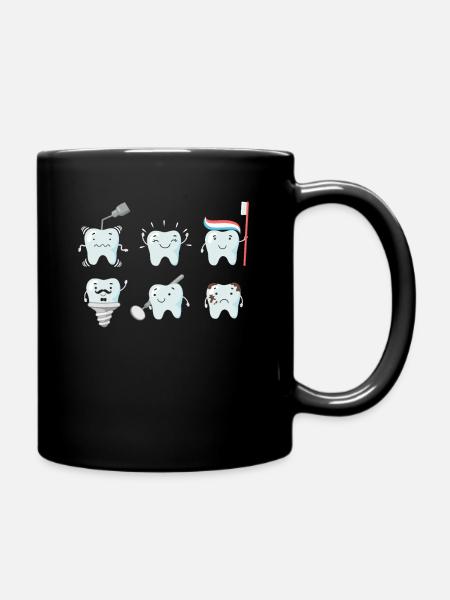 Tooth Teeth Dentist HelperGift - Full Colour Mug - black
