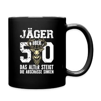 Jäger über 50 - Lustiges 50erDesign für Waidmänner - Tasse einfarbig - Schwarz - Rechts