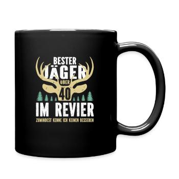 Bester Jäger über 40 im Revier - Tasse einfarbig - Schwarz - Rechts