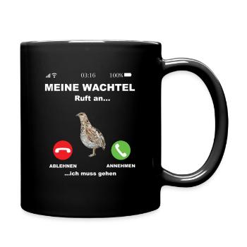 Wachtel Wachtelzüchter Rebhuhn Wachtelhenne - Tasse einfarbig - Schwarz - Rechts