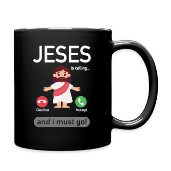 Jeses Is Calling - Phone Call From Jesus Joke - Full Colour Mug - black - Right