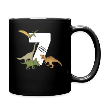 7th Birthday Children's Birthday Dino Dinosaur - Full Colour Mug - black - Right