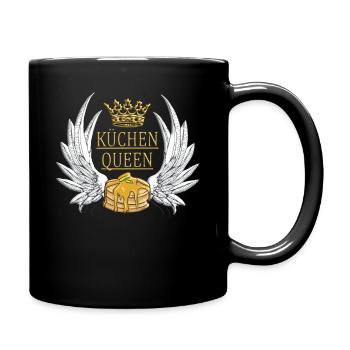 Küchenqueen Backen Design mit Kuchen - Tasse einfarbig - Schwarz - Rechts