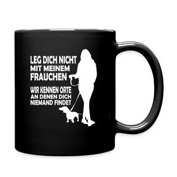 Dackelmotiv Dackel Damen Hund Damen Silhouette - Tasse einfarbig - Schwarz - Rechts