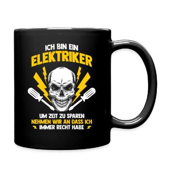 Elektriker - Tasse einfarbig - Schwarz - Rechts