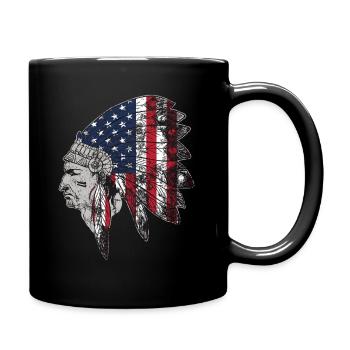 Native American USA Flag Indian Apparel Gift - Full Colour Mug - black - Right