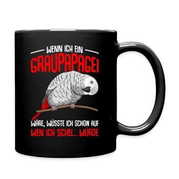 Graupapagei Sprüche Lustig Papagei - Tasse einfarbig - Schwarz - Rechts