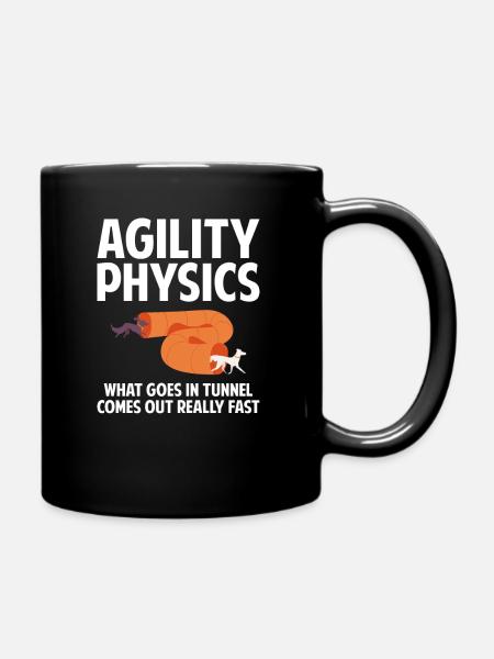 Dog agility physics, agility dog - Full Colour Mug - black