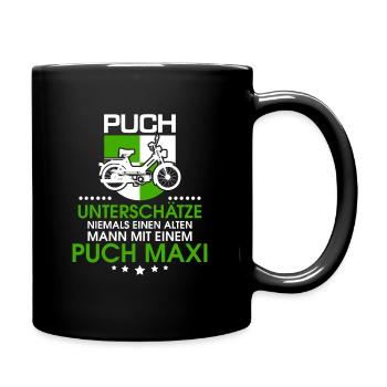 Unterschätze niemals einen alten Mann mit Steyr - Tasse einfarbig - Schwarz - Rechts