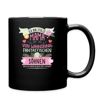 Ich bin stolze Mama von fantastischen Söhnen - Tasse einfarbig - Schwarz - Rechts