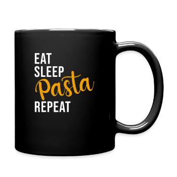 Nudel Nudeln Pasta Spaghetti Kohlenhydrate Spruch - Tasse einfarbig - Schwarz - Rechts