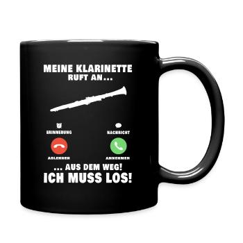 Meine Klarinette ruft an Musiker Klarinettist - Tasse einfarbig - Schwarz - Rechts