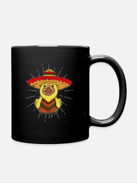 Mexiko Ente mit Sombrero und Poncho - Tasse einfarbig - Schwarz