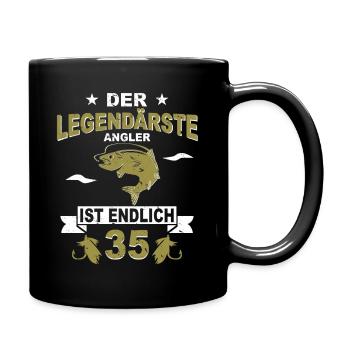 35 Jahre Geschenk 35 Geburtstag Angler Angeln - Tasse einfarbig - Schwarz - Rechts