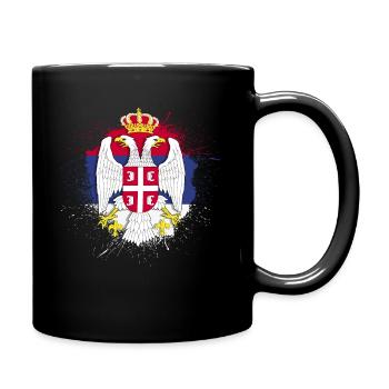 Serbien Belgrad Wappen Serbia Srbija Jugo Geschenk - Tasse einfarbig - Schwarz - Rechts