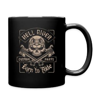 Skull T-shirt Men's Biker Motorcycle - Full Colour Mug - black - Right