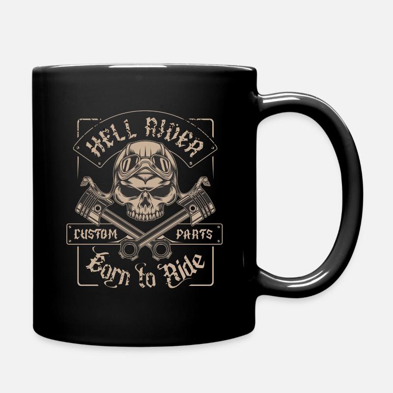 Totenkopf T-shirt Herren Biker Motorrad - Tasse einfarbig - Schwarz