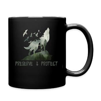 Preserve & Protect Environmental Protection Climate Protection Wolf - Full Colour Mug - black - Right