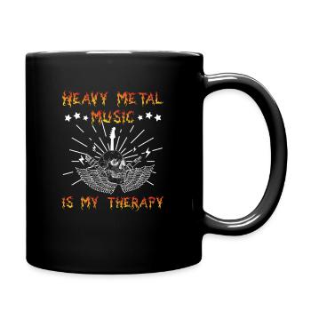 Heavy Metal Musik ist meine Therapie - Tasse einfarbig - Schwarz - Rechts
