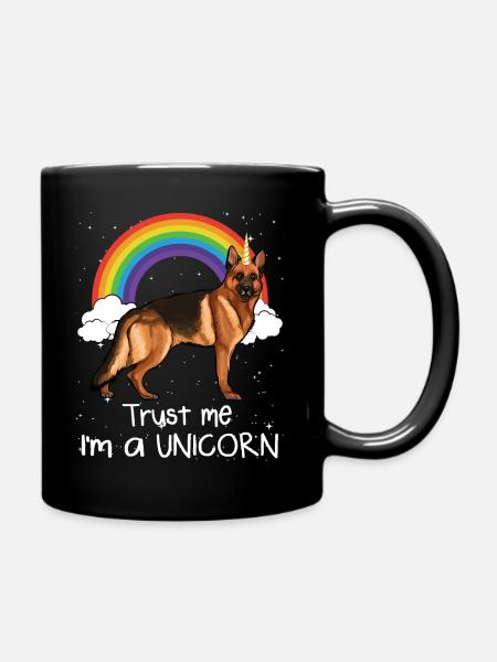 Regenbogen Deutscher Schäferhund Vertrauen Sie mir ich bin ein Einhorn Hund - Tasse einfarbig - Schwarz