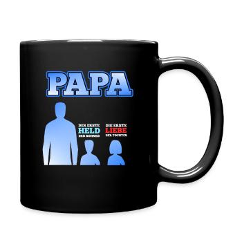 Vater 2 Kinder Sohn Tochter Vatertag Geschenk - Tasse einfarbig - Schwarz - Rechts