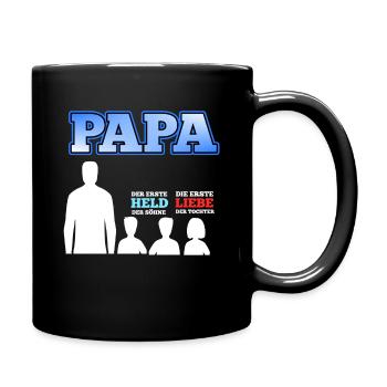 Vater 3 Kinder Sohn Tochter Vatertag Geschenk - Tasse einfarbig - Schwarz - Rechts