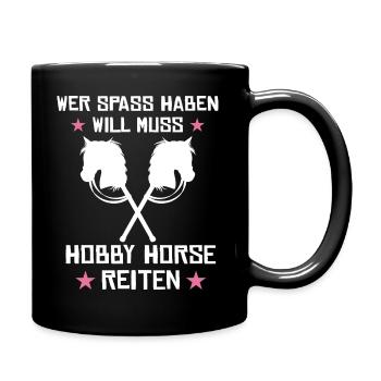 Hobby horsing reiten Hobby horse Steckenpferd - Tasse einfarbig - Schwarz - Rechts