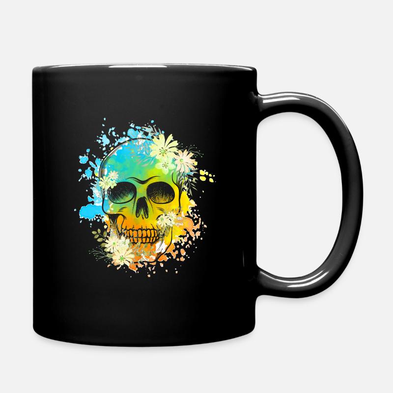 Skull Blumen - Tasse einfarbig - Schwarz