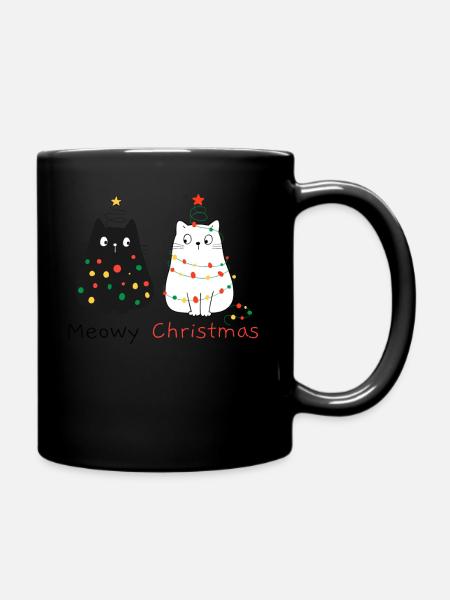 Meowy Christmas - Tasse einfarbig - Schwarz