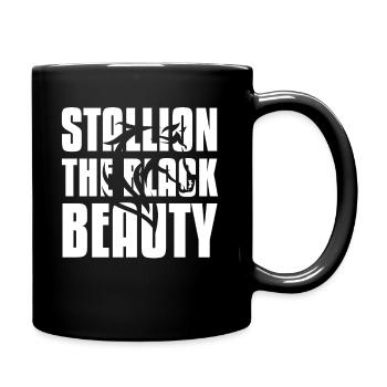 Stalltion The Black Beauty Rider Riding - Full Colour Mug - black - Right