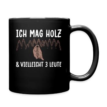 Ich Mag Holz & Vielleicht 3 Leute Schreiner - Tasse einfarbig - Schwarz - Rechts