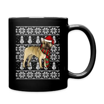Santa Hat Noël Français Bulldog Ugly Noël - Mug uni - noir - Droite