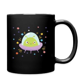 Süßes UFO Weltraum Alien Außerirdische - Tasse einfarbig - Schwarz - Rechts